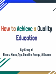 How to Achieve a Quality Education